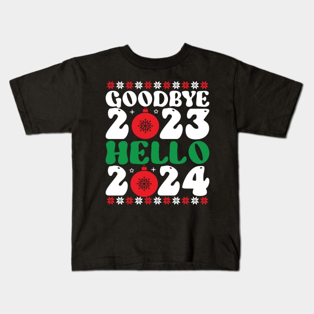 bye bye 2023 hello 2024 Kids T-Shirt by MZeeDesigns
